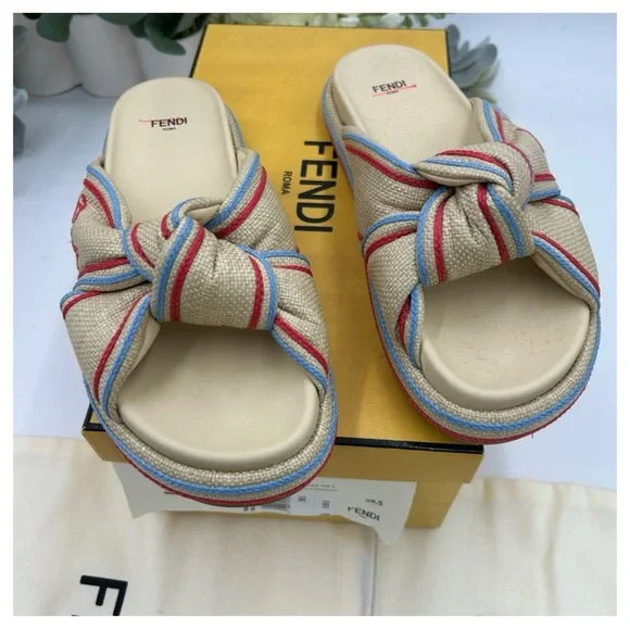 Fendi KNOT cursive sandals size 39.5 made in Italy - Picture 5 of 6